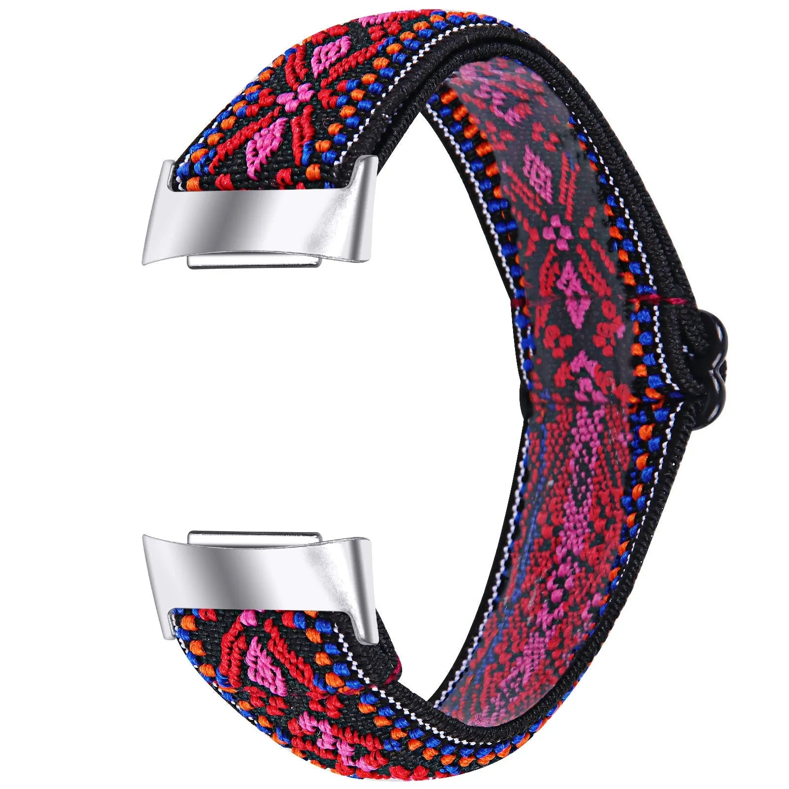 Printed elastic watch strap for Fitbit Charge 6 in various colours including rainbow