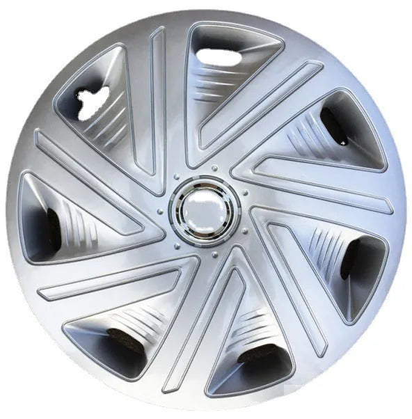 Universal ABS plastic wheel hub cover in monochrome electroplating finish shown from the front.