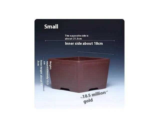 Square purple clay succulent bonsai pot in classical design for tabletop or floor plant display
