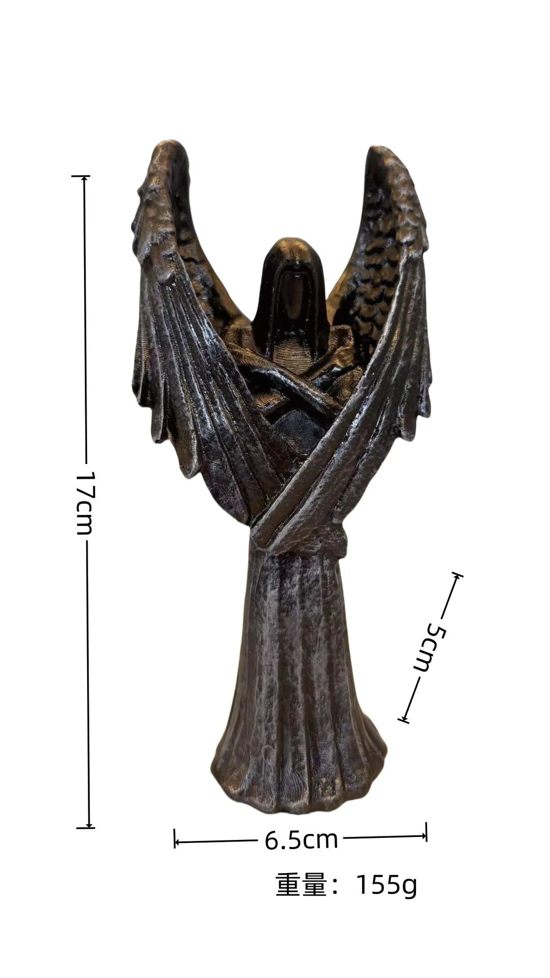Dark Angel resin statue ornament measuring 6.5 by 5 by 17 centimetres