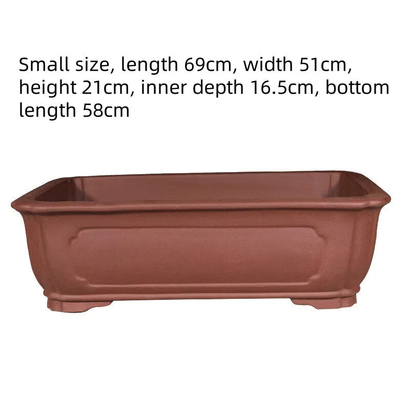 Handmade purple clay rectangular bonsai flower pot for indoor plants