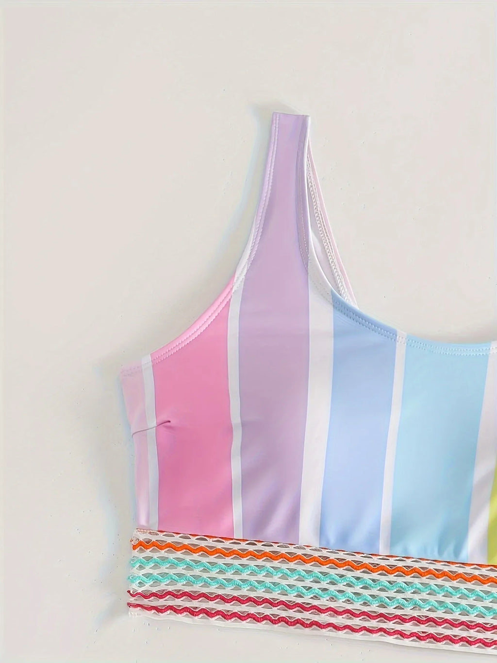 Women's striped bikini swimwear set with European American style pattern in polyester spandex fabric