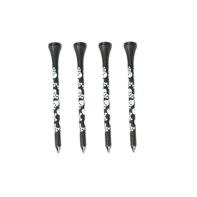 Black skull print bamboo golf dowel pins in 70mm and 83mm lengths for spike replacement