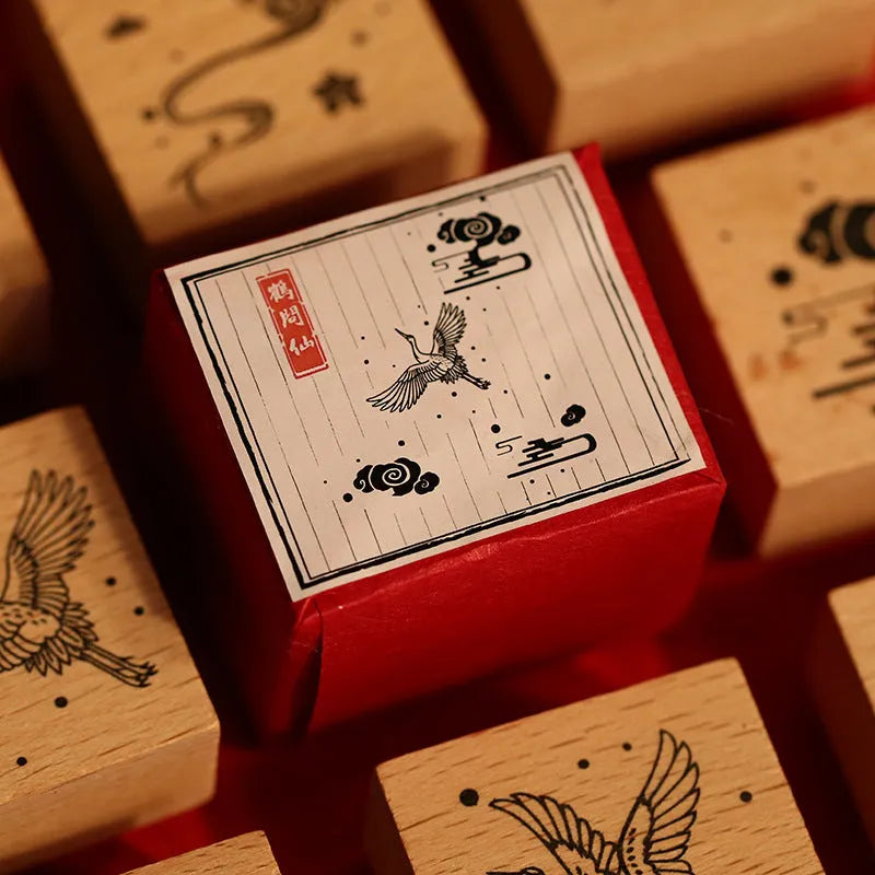 Mr. Paper wooden seal set with rubber stamp for DIY stationery printing projects