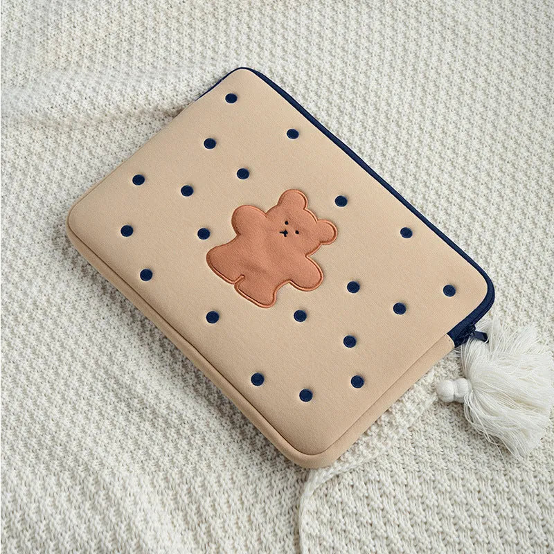Embroidered animal design laptop sleeve in polyester with puppy pattern for 13-15 inch laptops