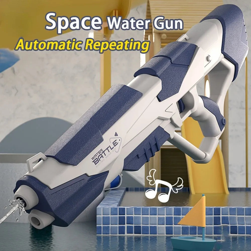 Blue electric water gun with USB charging cable and 55cm length for outdoor water fights