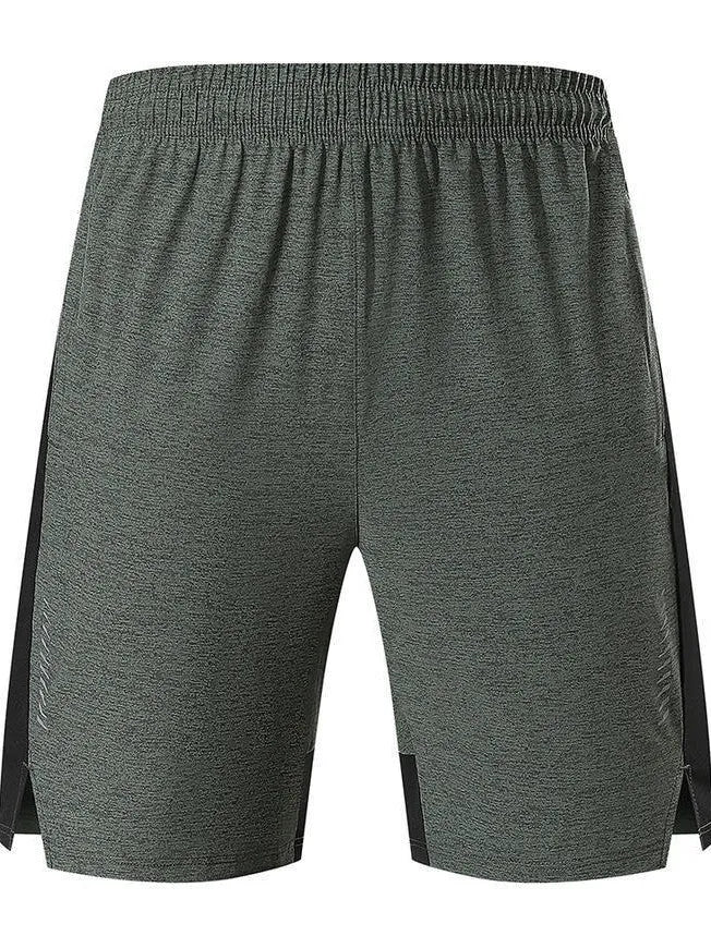 Men's forest green five-point single layer spandex casual shorts on a mid-waist