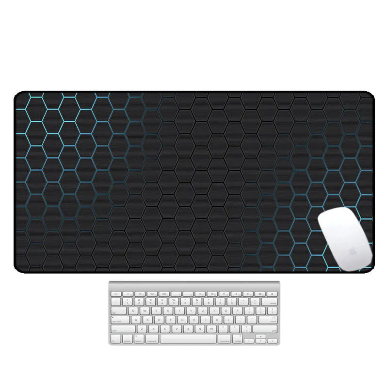 Large computer desk pad mouse mat with patterned surface and natural rubber non-slip base