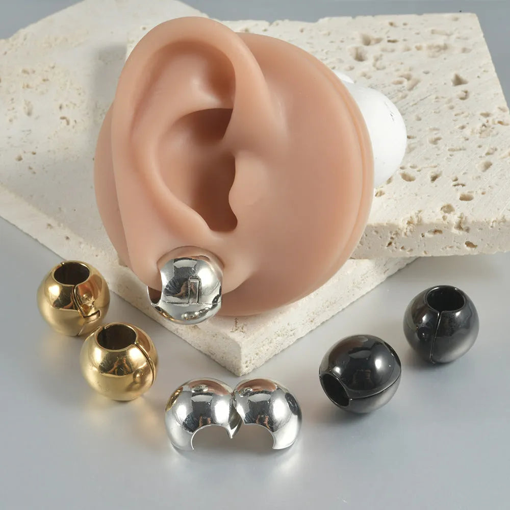 Stainless steel hollow skull Buddha earrings with geometric hip hop design in electroplated finishes