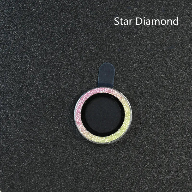 iPhone camera lens protection film with aluminium alloy ring and diamond pattern tempered glass.