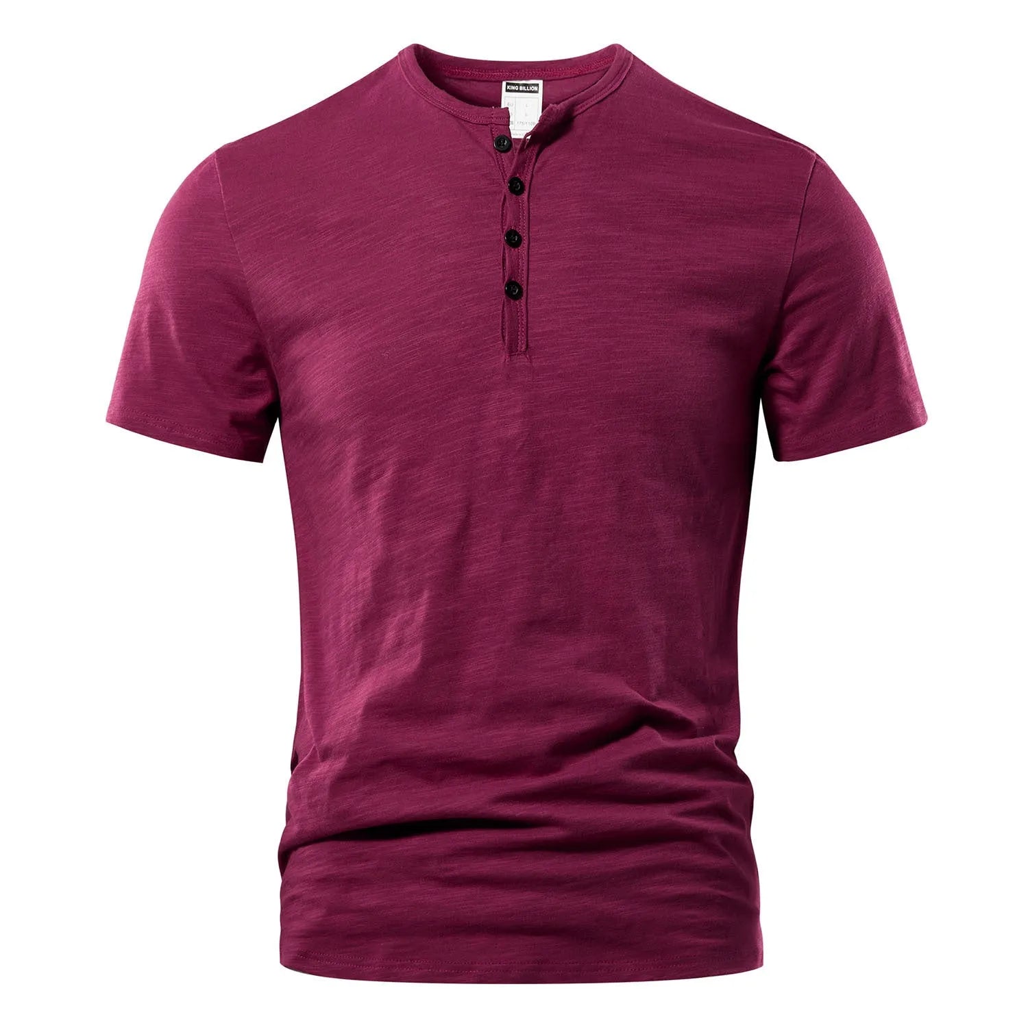 Men's slub cotton short sleeve T-shirt in solid colour with British style casual design