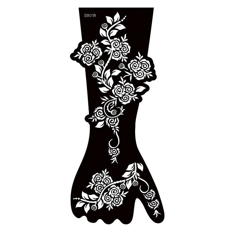 Hollow geometric tattoo sticker sheet with 30 machine-cut 3D paper carving patterns
