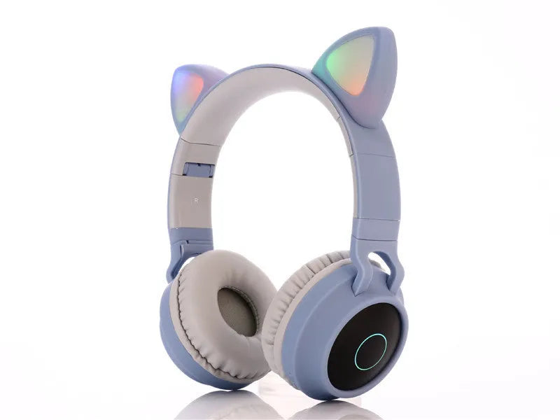 Cartoon cat ears wireless gaming headset in multiple colours with head-mounted design