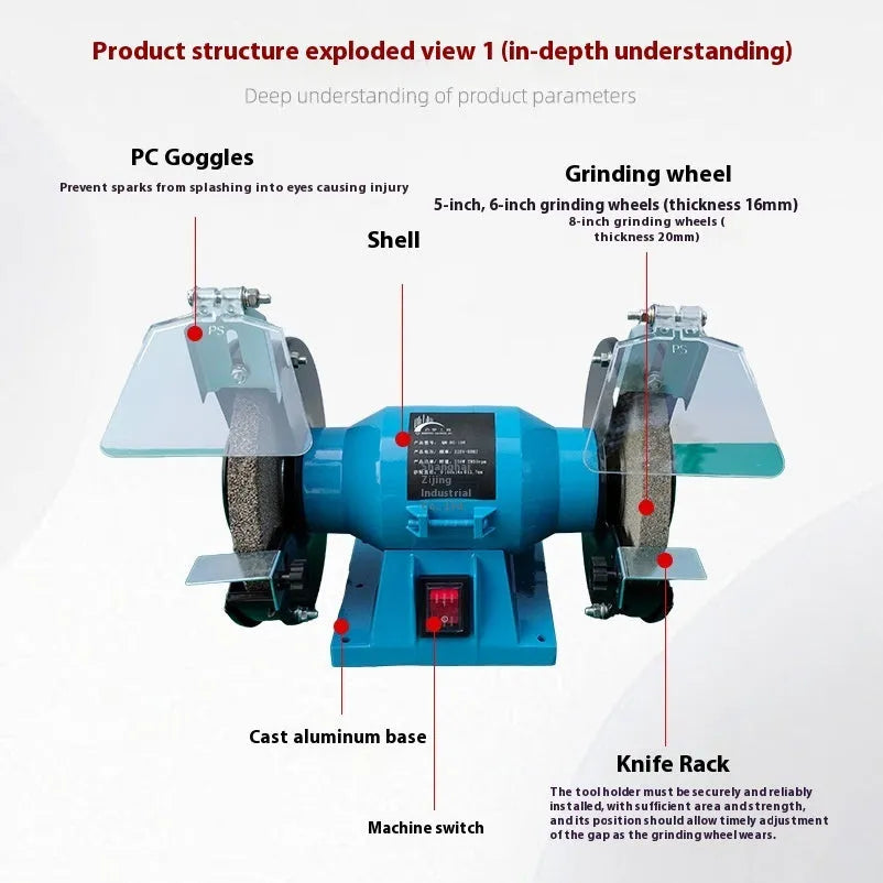 Compact 5-inch desktop polishing machine for knife sharpening with metal construction