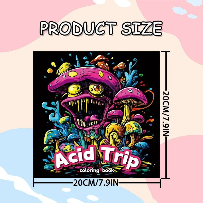 Acid tour colour creative painting book measuring 200mm in length with paper construction