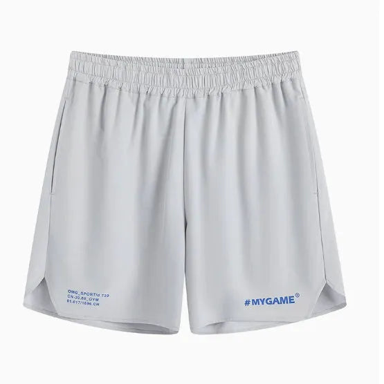 Men's fitness training shorts in midnight blue with moisture-wicking fabric and four-point stretch construction