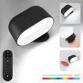 Oval-shaped remote control magnetic wall lamp in white or black with touch surface