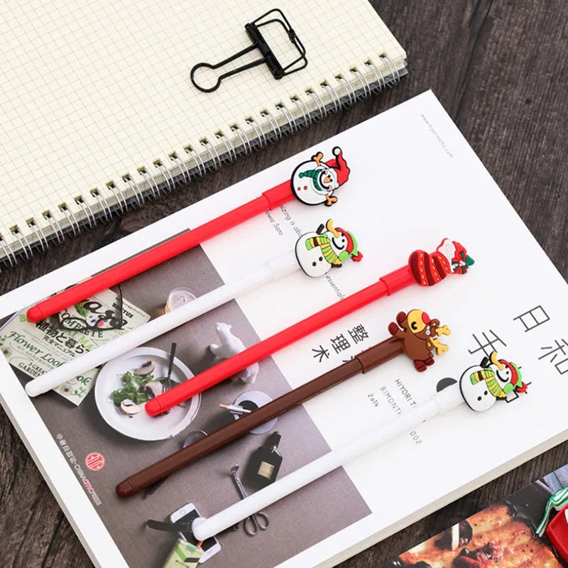 Christmas gel pen with cute cartoon design, plastic body, 17cm length, random mixed colour