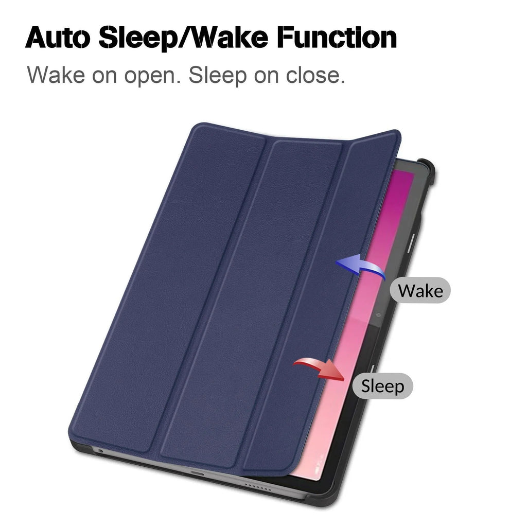 LenovoTab P12 plastic protective case in a decorative pattern, folded to show the integrated magnetic stand.