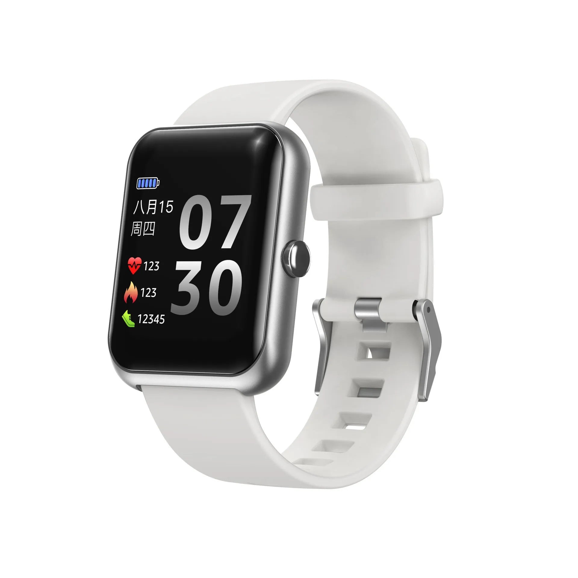 Square couple bracelet smart watch with silicone strap and Bluetooth connectivity