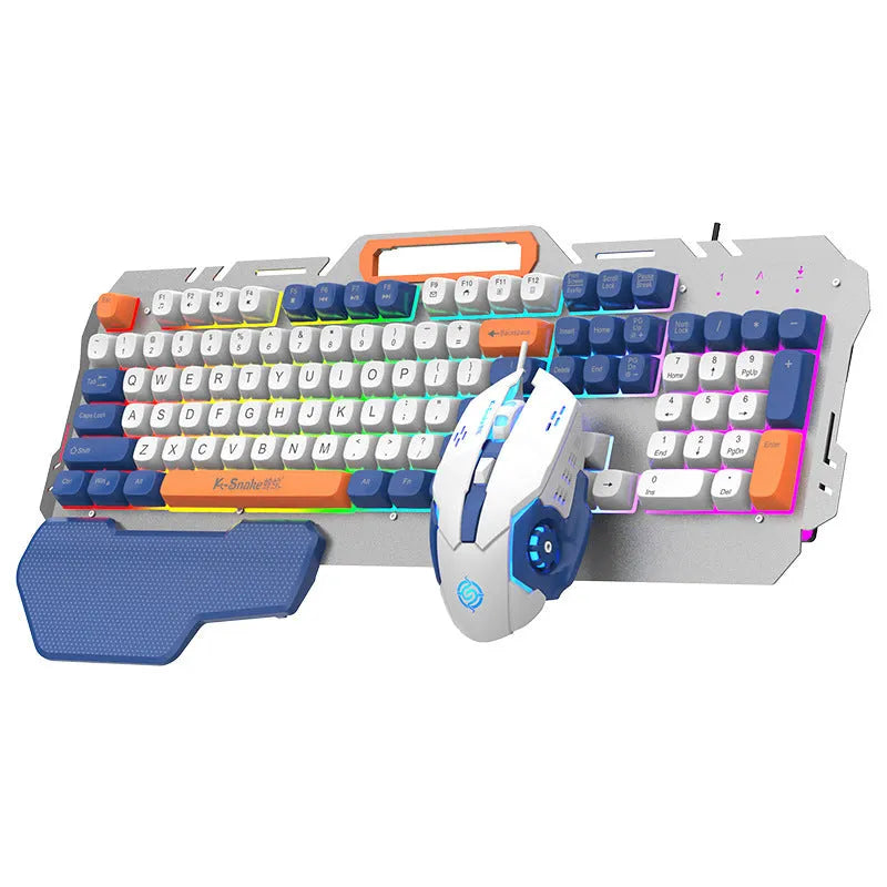 Blue wired gaming keyboard and mouse combo with 1.5 metre cable for notebook computers