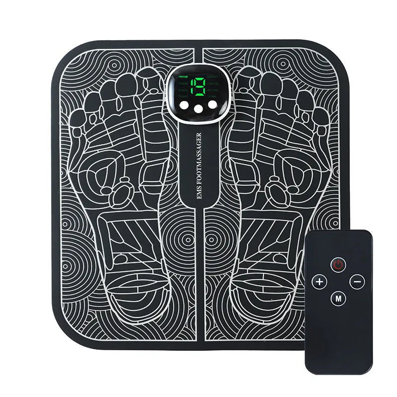 Rechargeable reflexology foot massager mat with USB charging cable and foot pad