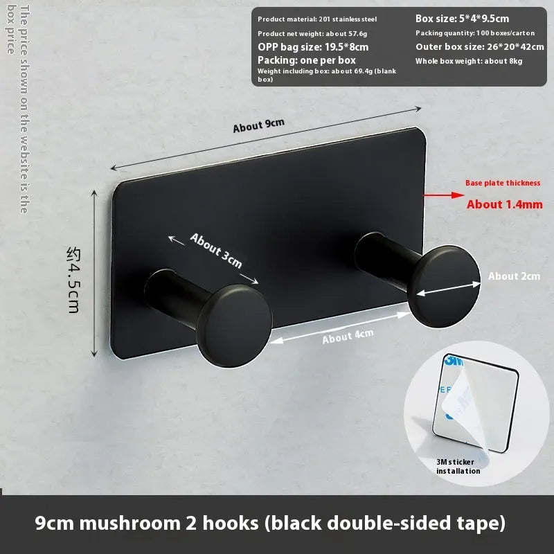 Modern iron adhesive wall hook with multiple rows, shown in white with mounting tape.