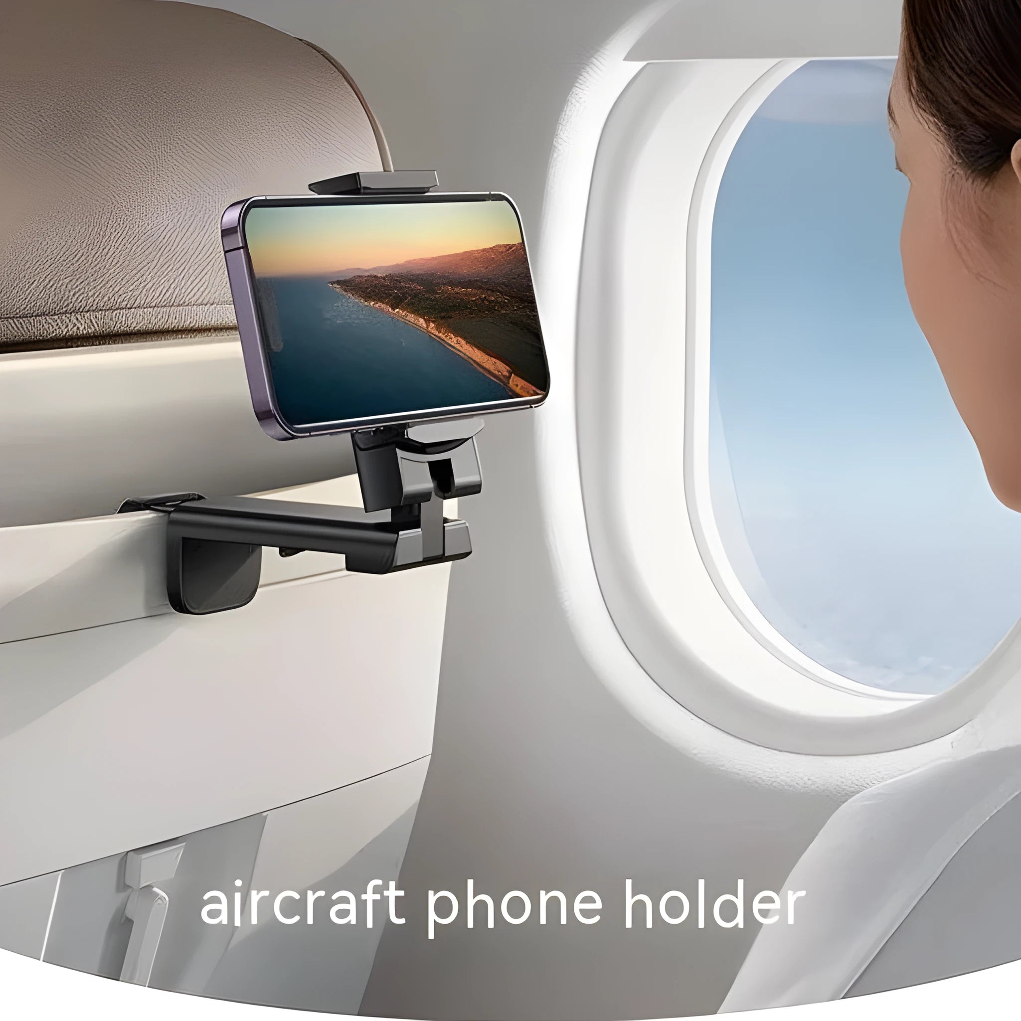 Foldable rotating phone holder in black, grey or green colours for universal mobile devices