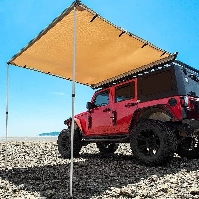 Black glue-treated car sunshade and camping tent with aluminium alloy poles in multiple size options
