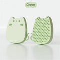 Brown silicone pet grooming comb with dual bristle types for cats and dogs
