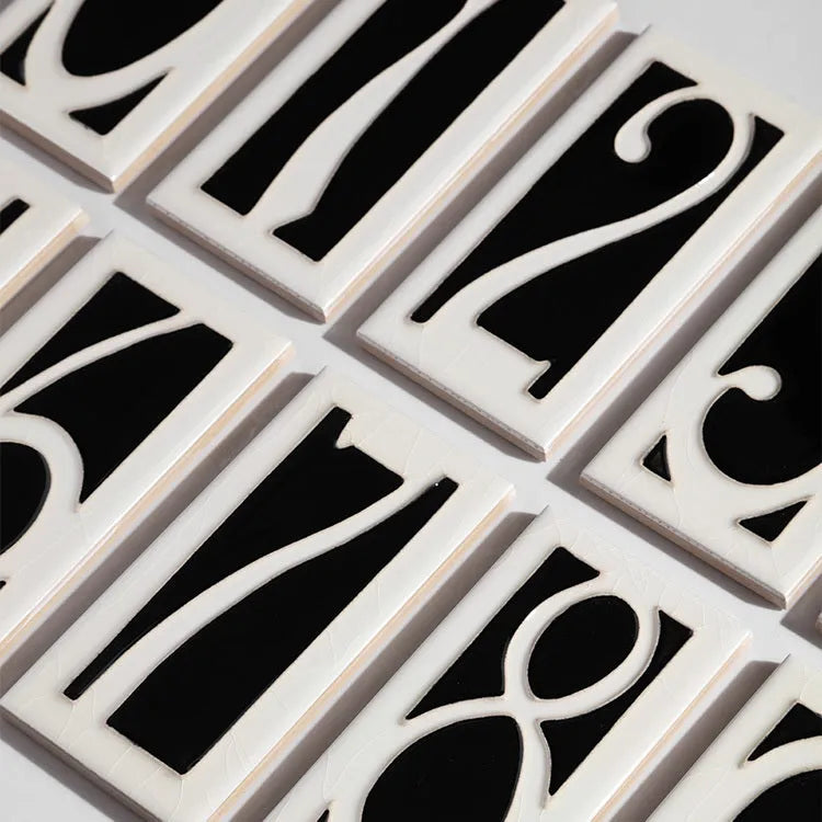Handmade ceramic retro doorplate with enamel art decoration measuring 76mm by 152mm