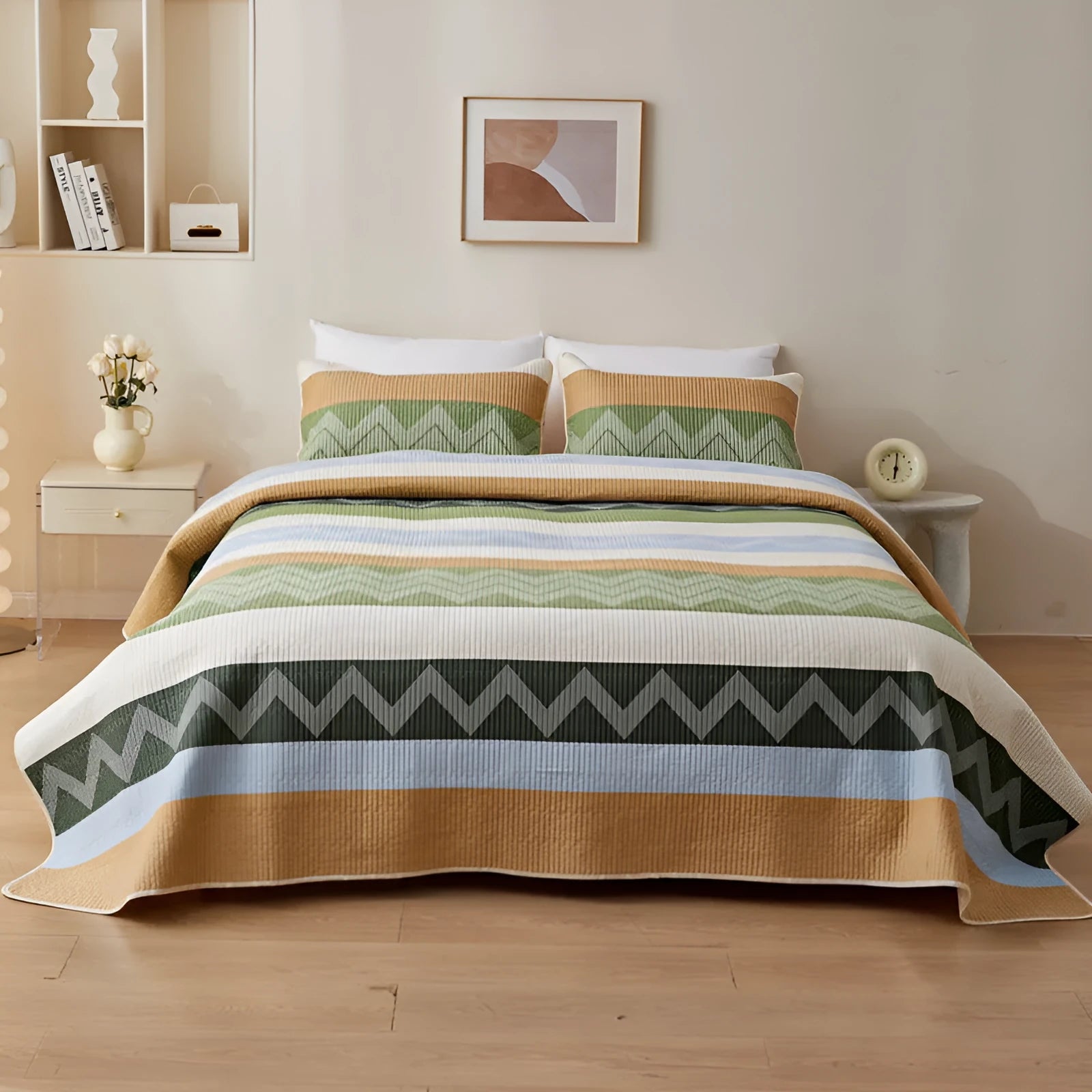 Pure cotton printed bed sheet set in modern simple design for 2.2 metre beds