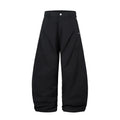 Men's black pleated machete casual trousers with loose-fitting wide-leg design and cotton fabric