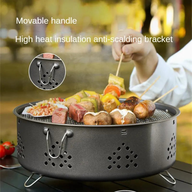 Portable stainless steel barbecue grill with detachable design and storage bag for outdoor cooking