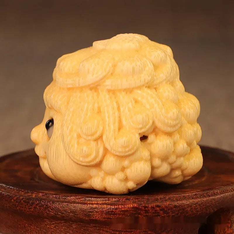Golden toad princess ornament hand carved from solid bamboo material