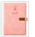 Deer Head Notebook with PU leather cover embossed and gold stamped, open to paper pages