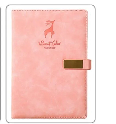 Deer Head Notebook with PU leather cover embossed and gold stamped, open to paper pages