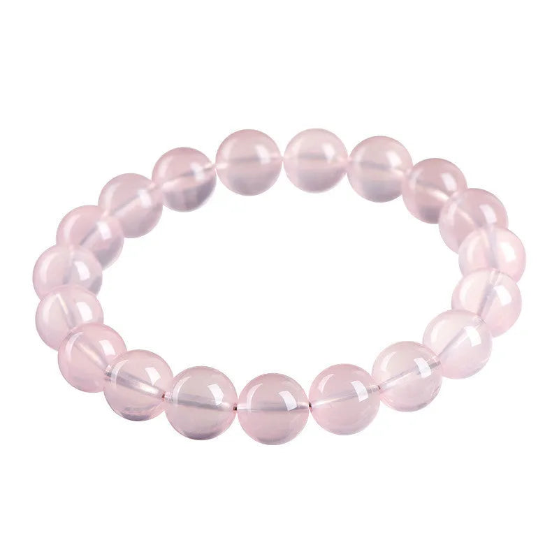Women's natural starlight crystal bracelet with round pink beads in various size options