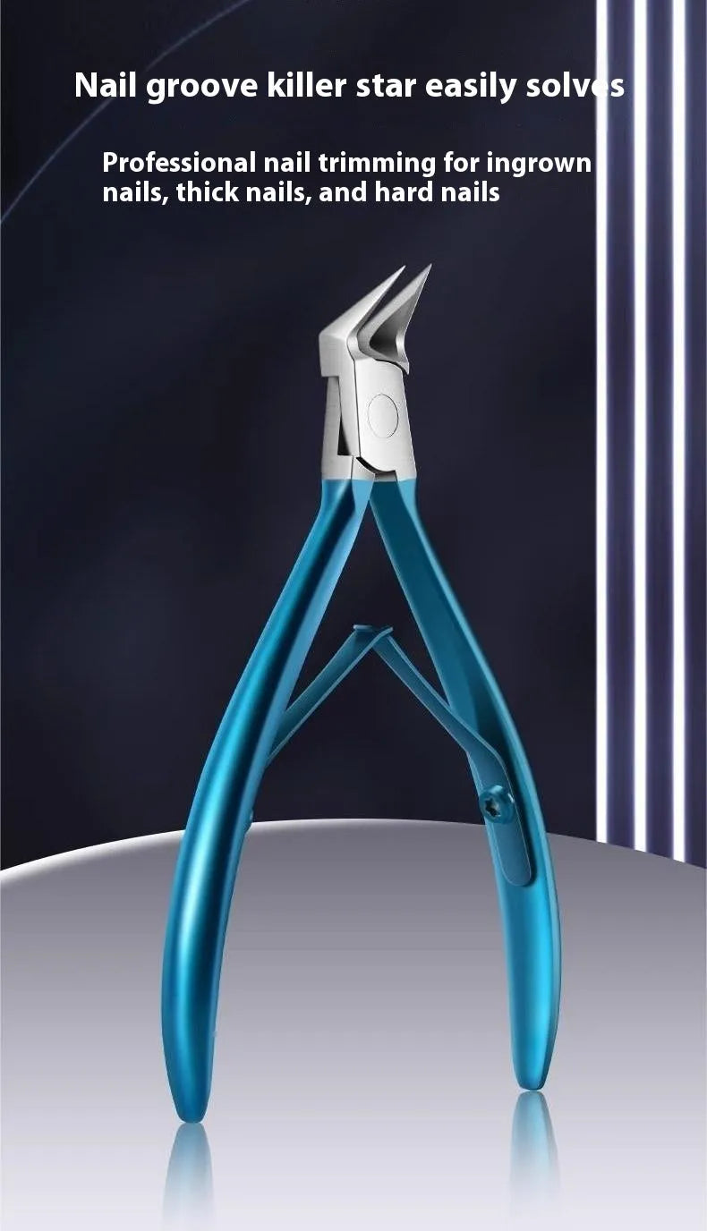 Portable fingernail maintenance kit with plastic and stainless steel tools including pliers and tongs