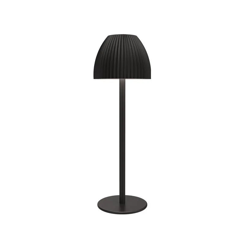 Modern minimalist LED table lamp with thin round base in black or white colour