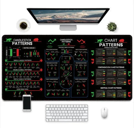 Large gaming mouse pad with printed game artwork on natural rubber surface