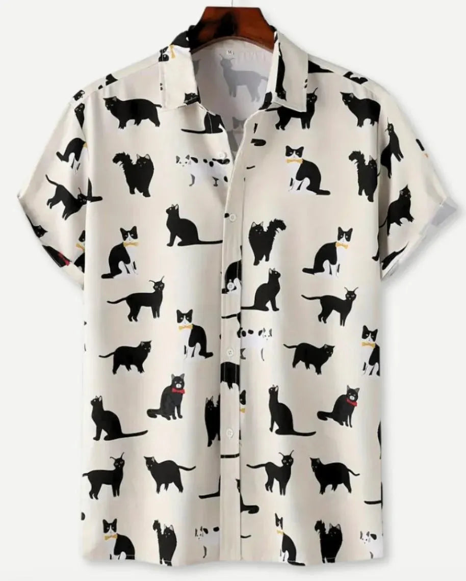 Hawaiian print short sleeve shirt with lapel collar and floral pattern in multiple colour options