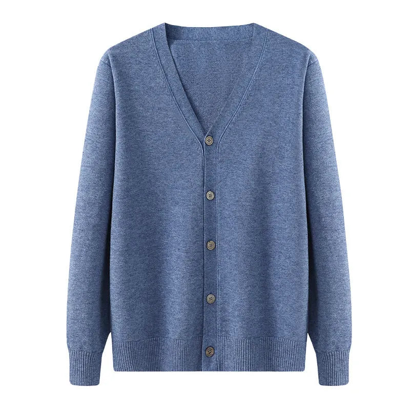 Men's Andy velvet cardigan coat in V-neck design with loose fit and long sleeves