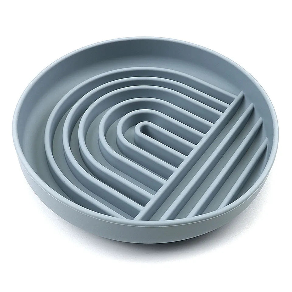 Slowdown Bowl silicone dog slow feeder with ridges, shown in beige colour.