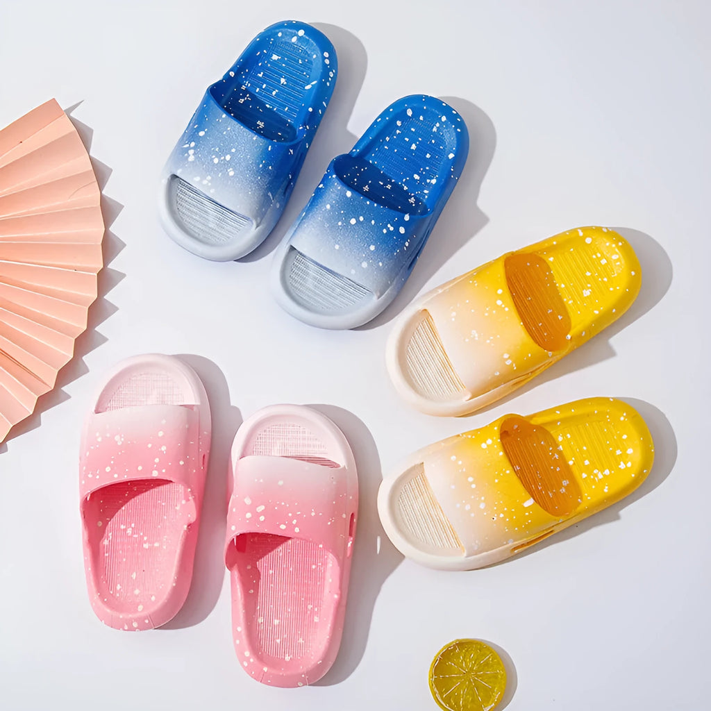 Gradient coloured PVC summer slippers for children with non-slip soles