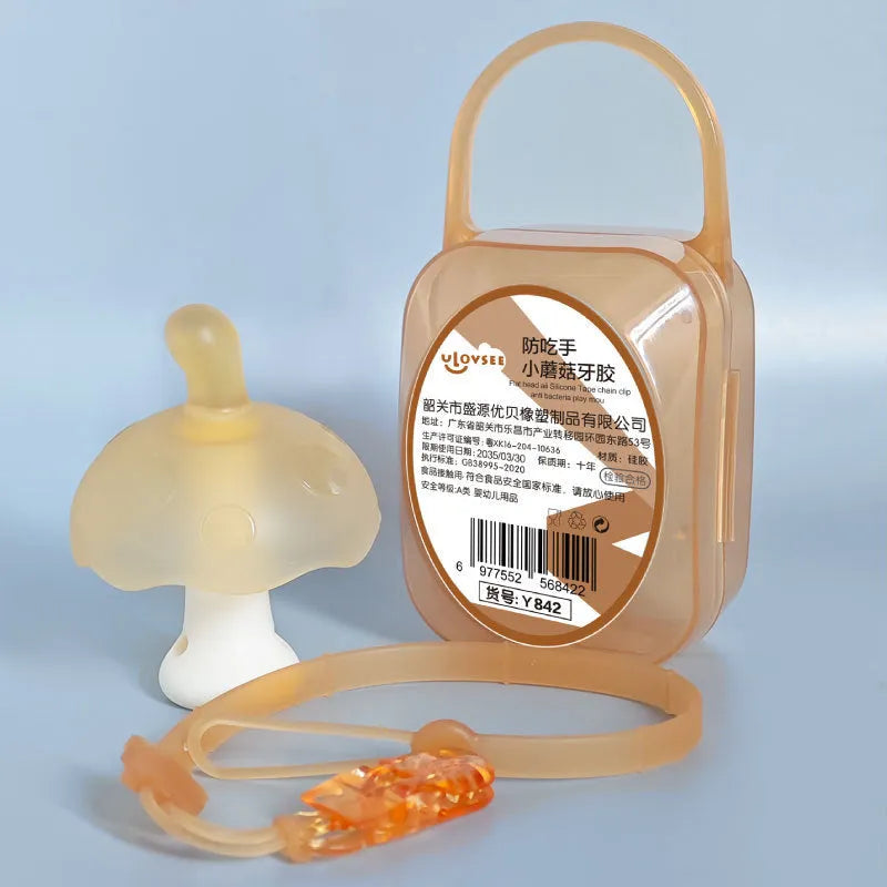 Small mushroom gum food grade silicone gel in pink or nano colour with transparent box.