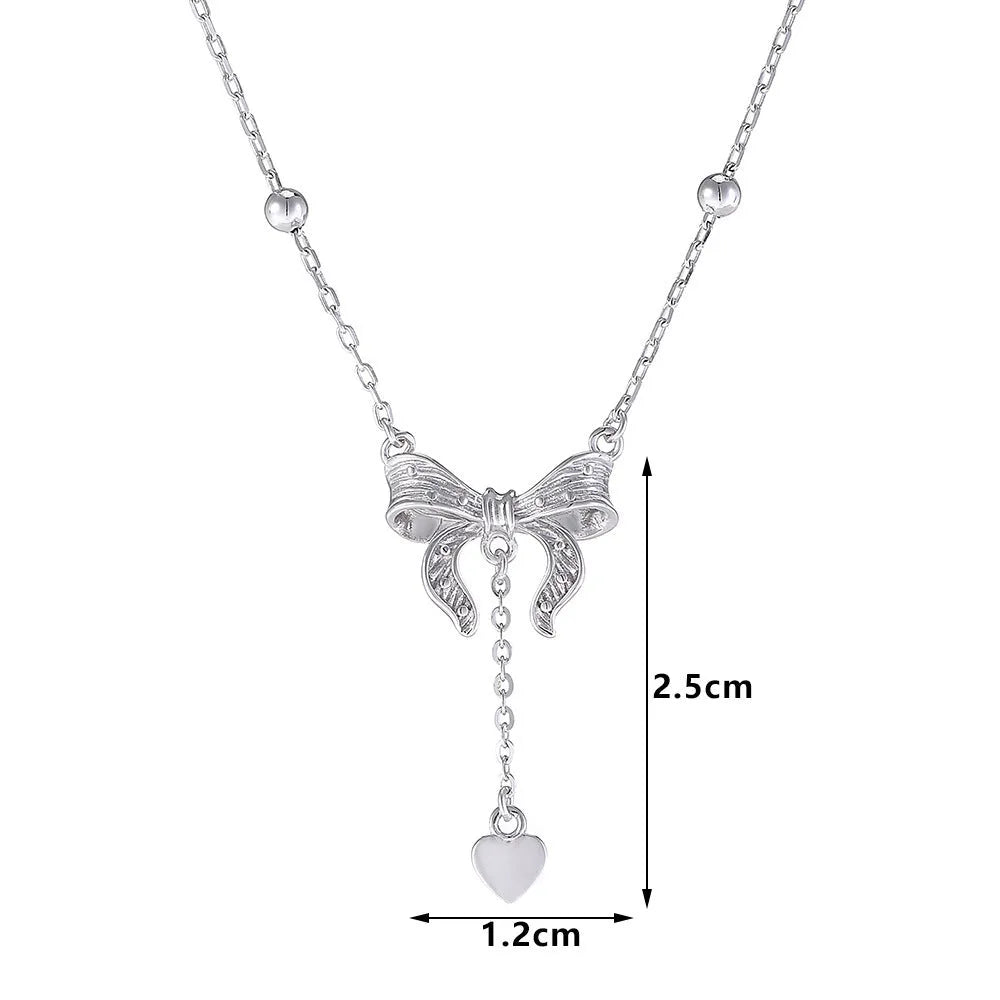 S925 silver butterfly heart pendant clavicle chain necklace with adjustable 40-45cm length