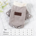 Lambswool fleece-lined padded vest for dogs and cats in grey or pink, shown in size range XS to XXL.