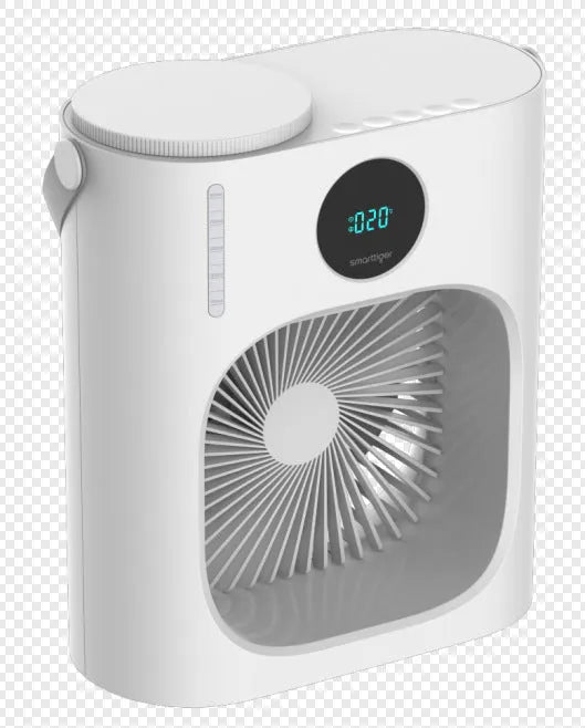 White USB refrigeration air conditioner fan with brushless motor and timing screen display