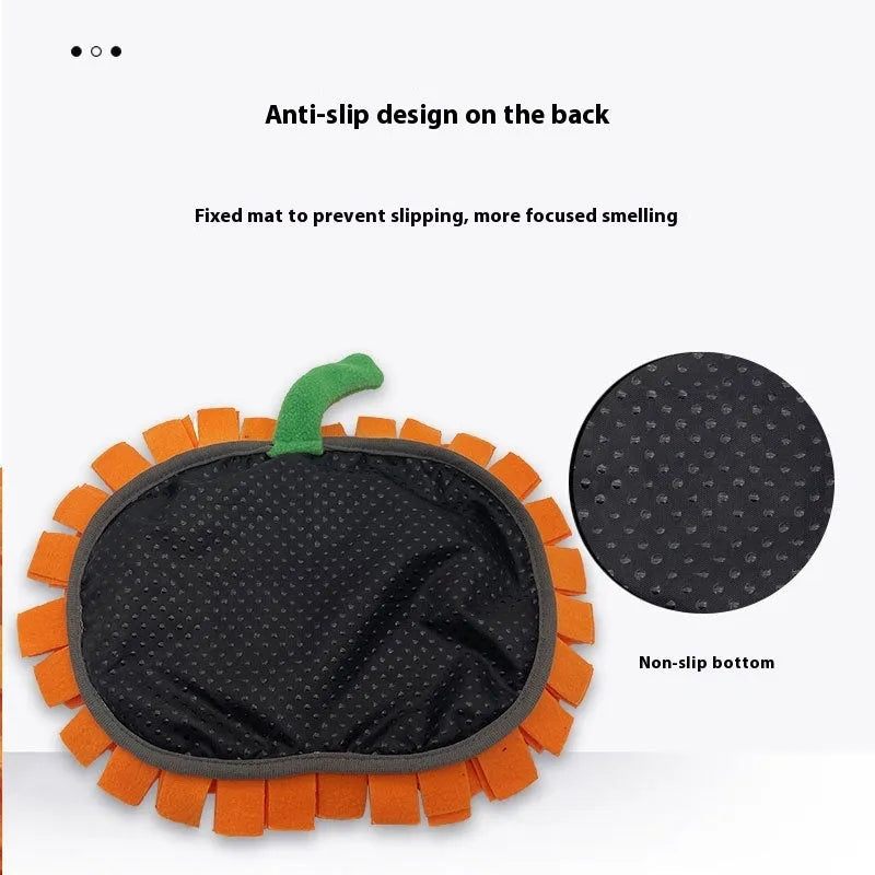 Orange polar fleece pet slow feed scent mat measuring 25cm by 34cm for dog and cat training